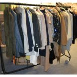 Quantity of assorted costume, including suits, separates, wool coats, sheepskin jackets, mens shirts