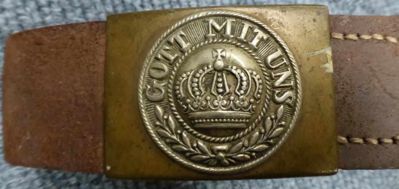 A German Third Reich Army EM's Belt, with steel buckle; another, with white metal buckle; an - Image 9 of 18