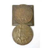 Two First World War Memorial Plaques:- one awarded to 227160 Private ALBERT LEWIS, Labour Corps,