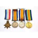 A First World War Family Medal Group, comprising 1914 Star, British War Medal and Victory Medal to