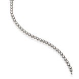 A Diamond Line Bracelet, round brilliant cut diamonds in white claw settings to individual