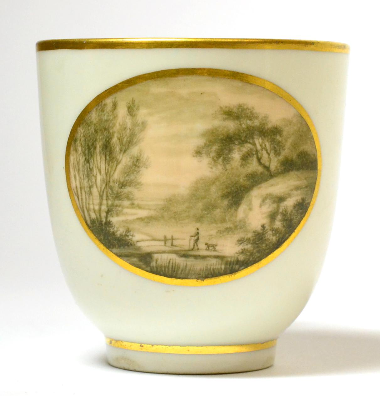 A Derby Porcelain Coffee Cup, circa 1790, painted in the manner of William Billingsley with a - Image 2 of 3