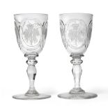 A Pair of Imperial Russian Wine Glasses, mid 19th century, from the service made for Grand Duke