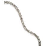 A Diamond Necklace, of scroll links, joined by double bars, pavé set throughout with round brilliant