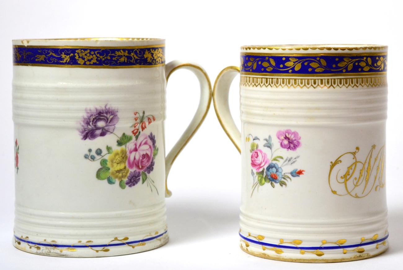 A Derby Porcelain Cylindrical Mug, circa 1780, painted in the manner of Edward Withers with flower