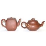 A Yixing Stoneware Teapot and Cover, Qing Dynasty, of fluted oval form with crabstock spout and