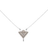 An Edwardian Diamond Necklace, a pierced triangular motif plaque set throughout with old cut and