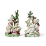 A Pair of Derby Porcelain Figure Groups, circa 1770, of Renaldo and Armida, and Cephalus and Procris