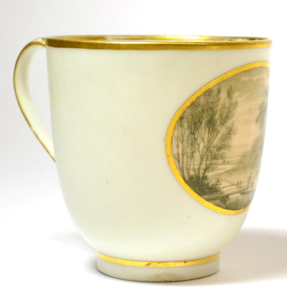A Derby Porcelain Coffee Cup, circa 1790, painted in the manner of William Billingsley with a