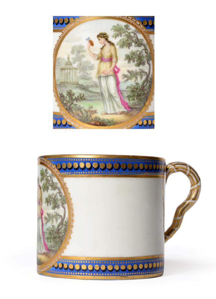 A Derby Porcelain Coffee Can, circa 1785, painted in the manner of Richard Askew with a classical