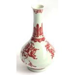 A Chinese Porcelain Bottle Vase, painted in underglaze red with finger citron and pomegranates