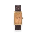 An 18ct Gold Ingot Wristwatch, signed Corum, ref: 14400, circa 1985, lever movement, ingot gold dial