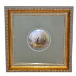 A Royal Worcester Porcelain Plaque, 1926, painted by James Stinton with a pheasant in landscape,