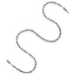 A Cultured Pearl, and Multi-Gemstone Bead Necklace, graduated cultured pearls spaced by groups of