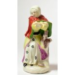 A Derby Porcelain Figure of Winter, circa 1765, from a set of The Seasons, as a lady holding her