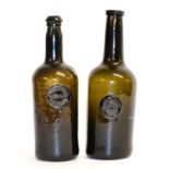 A Sealed Wine Bottle, dated 1805, of shouldered cylindrical form, applied with a circular seal