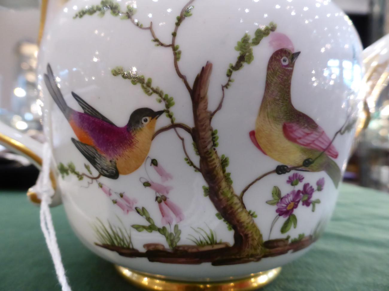 A Bloor Derby Porcelain Teapot and Cover, circa 1835, of ovoid form, painted with birds in branches, - Bild 8 aus 11