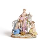 A Meissen Porcelain Figure Group of Europa and the Bull, circa 1870, after the model by J J