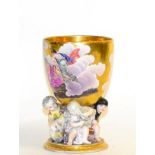 A Berlin Porcelain Figural Goblet, 19th century, the ovoid bowl painted with gods and goddesses