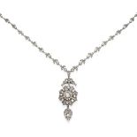 An Impressive Diamond Necklace, an old cut diamond within a frame set throughout with old cut