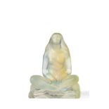 An Art Deco Sabino Opalescent Glass ''L'IDOLE'' Figure, moulded as a seated semi nude female, etched