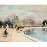 Jules René Hervé (1887-1981) French The pond in the Jardin des Tuileries Signed, signed verso, oil