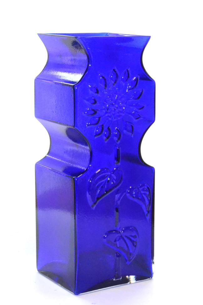 A Dartington Marguerite Floor Vase, after a design by Frank Thrower, model FT35, in cobalt blue,