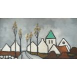 Markey Robinson (1918-1999) Irish Village in Winter Signed, gouache on board, 43cm by 79.5cm