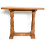 A Robert ''Mouseman'' Thompson Oak 3ft Side/Extension Table, on two octagonal legs joined by a