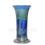 A William Moorcroft Moonlit Blue Pattern Trumpet Vase, circa 1925, of flared trumpet form, painted