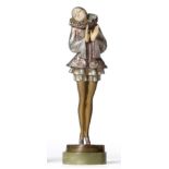 Paul Philippe (French, 1870-1930): ''Pierrette'' A Silvered and Cold-Painted Bronze and Ivory
