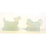 A Sabino Opalescent Glass Sottish Terrier, on a rectangular base, etched Sabino Paris, 11cm long;