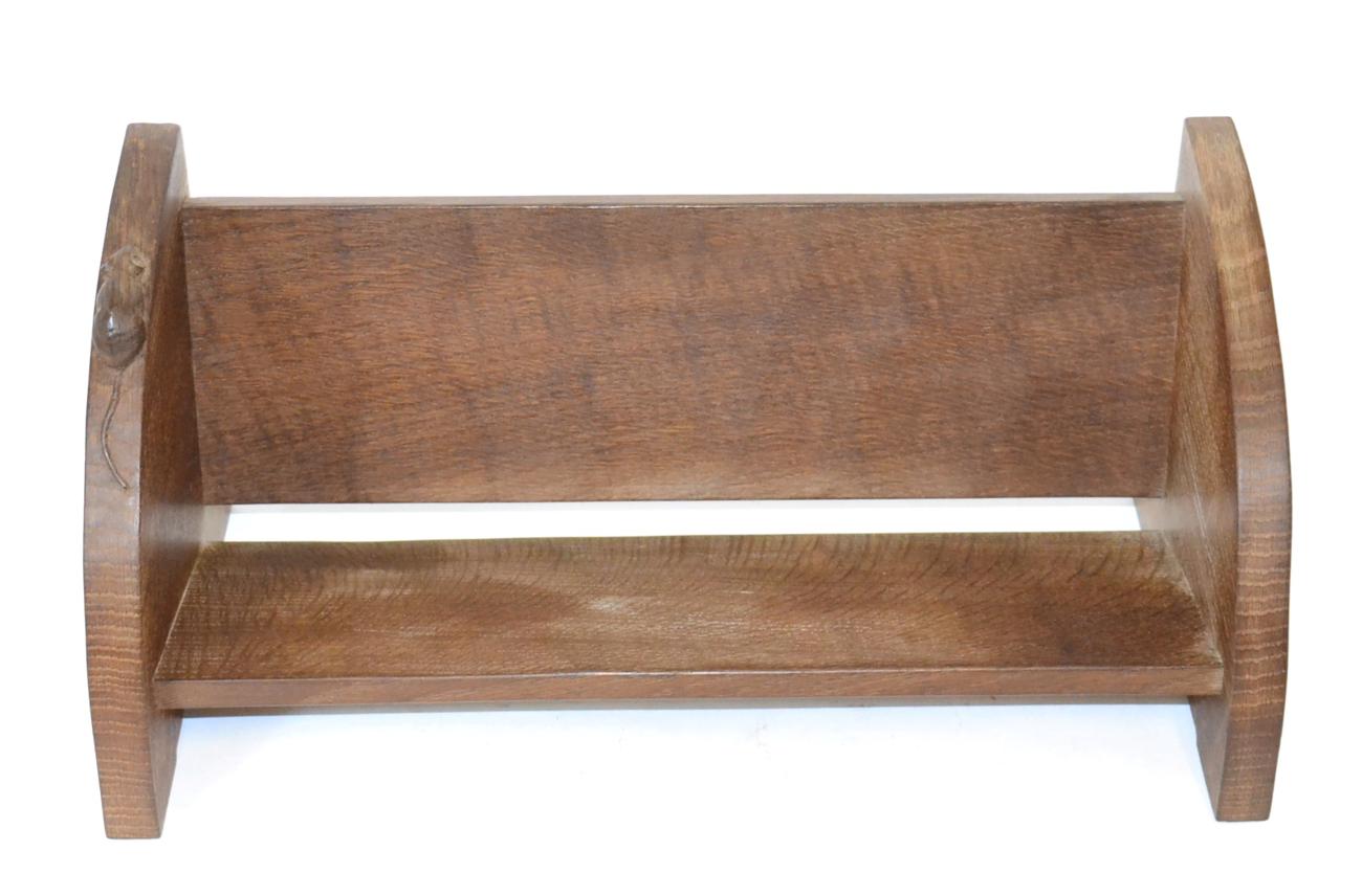 A Robert ''Mouseman'' Thompson Oak Book Trough, circa 1948, with carved mouse signature, 46cm