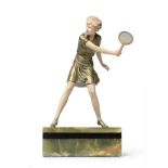 Johann Philipp Ferdinand Preiss (German, 1882-1943): ''Girl Tennis Player'', A Cold-Painted Bronze