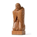 Stan ''Woodpecker'' Dodds (1928-2012): A Carved Oak Figure, of a monk, with recessed carved