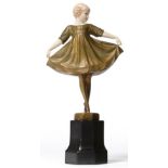 Johann Philipp Ferdinand Preiss (German, 1882-1943): ''Lieselotte'' A Gilt and Patinated Bronze
