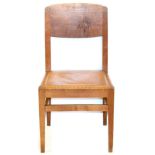 A Robert ''Mouseman'' Thompson Oak Chapel Chair, with shaped back, book rest, on four tapering