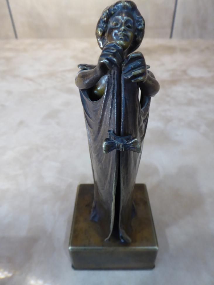 Carl Kauba (Austrian, 1865-1922): A Mechanical Gilt and Patinated Bronze Figure, modelled as a robed - Image 6 of 6