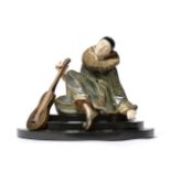 A Gilbert (1884-1961): ''Sleep of the Pierrot'' A Gilt and Patinated Bronze and Ivory Figure,