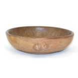 A Robert ''Mouseman'' Thompson Oak Fruit Bowl, circa 1948, with carved mouse signature to the