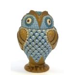 A Doulton Lambeth Silican Ware Owl Tobacco Jar and Cover, circa 1880, with a detachable head,