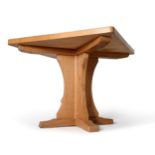 A Robert ''Mouseman'' Thompson 3ft Oak Square Dining Table, on a cruciform base, with carved mouse