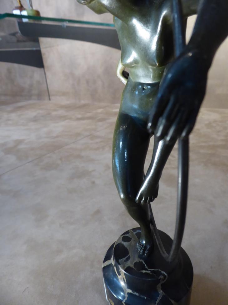 Marcel-André Bouraine (French, 1886-1948): ''Girl with Hoop'' A Bronze Figure, circa 1925, - Image 4 of 6