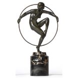 Marcel-André Bouraine (French, 1886-1948): ''Girl with Hoop'' A Bronze Figure, circa 1925,