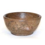 A Robert ''Mouseman'' Thompson Burr Oak Bowl, circa 1948, with carved mouse signature to the