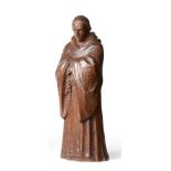 A 1930's Robert ''Mouseman'' Thompson Carved Oak Statue of a Monk, unmarked, 34cm See illustration