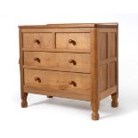 A Robert ''Mouseman'' Thompson Oak Chest of Drawers, with raised upstand, above two short over two