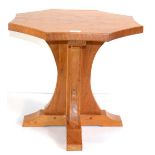 A Robert ''Mouseman'' Thompson Oak Octagonal Coffee Table, on a cruciform base, with carved mouse