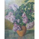 Charles Frederick Tunnicliffe RA, RE, ARCA (1901-1979) Still life of purple lilac in a terracotta