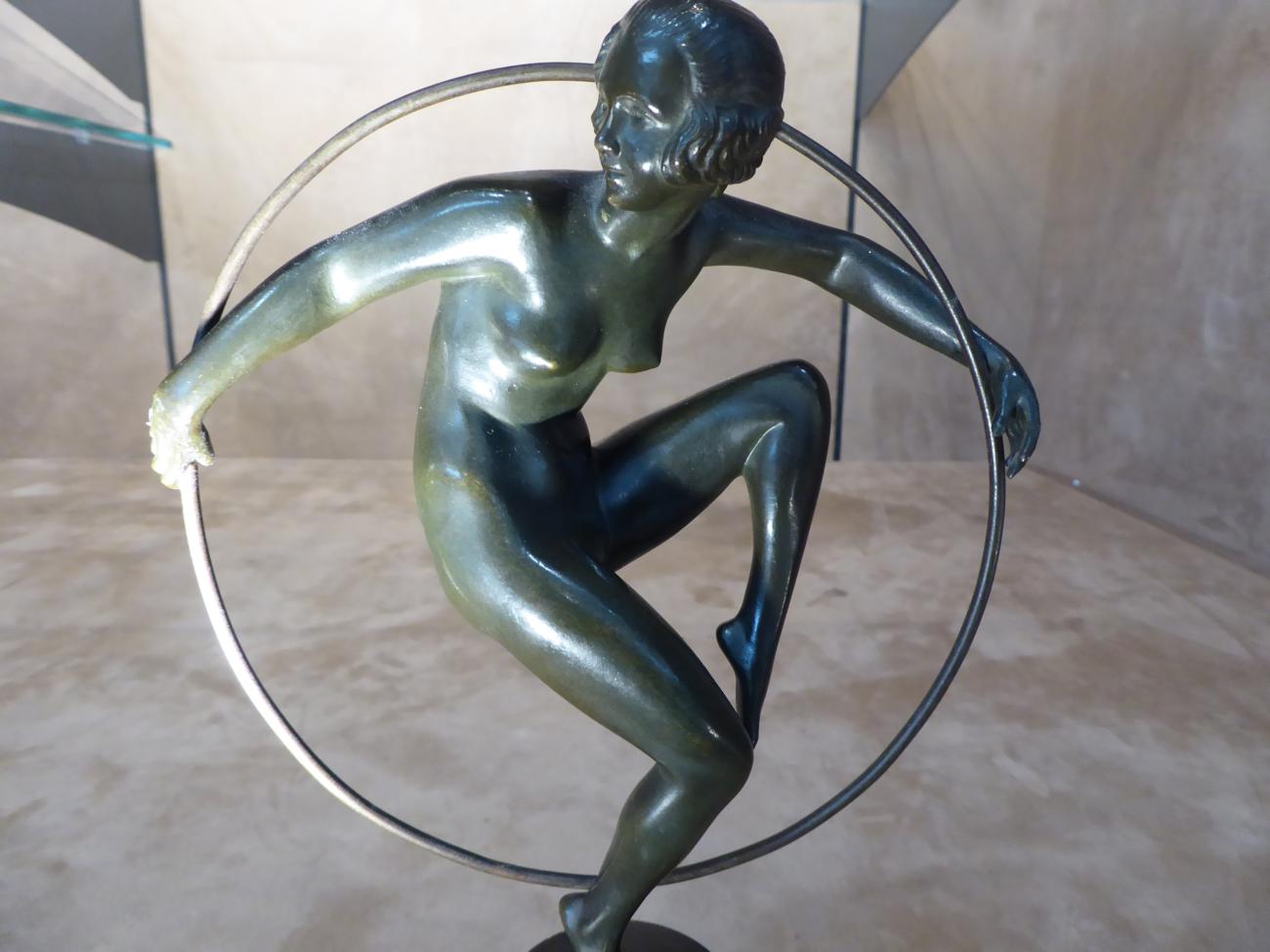 Marcel-André Bouraine (French, 1886-1948): ''Girl with Hoop'' A Bronze Figure, circa 1925, - Image 2 of 6